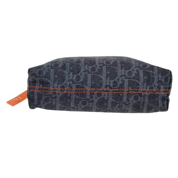 CHRISTIAN DIOR Logo Trotter Pattern Denim Pouch Bag Canvas Leather - Picture 12 of 16